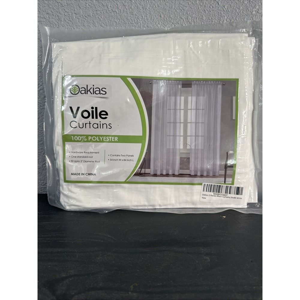 Oakias White Sheer Curtains 100 Polyester 54Wx84L (Pack of 2),